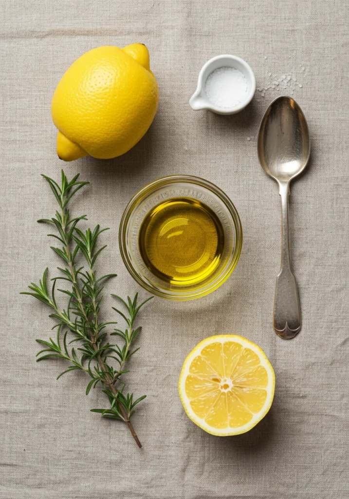 Ingredients for olive oil lemon drink
