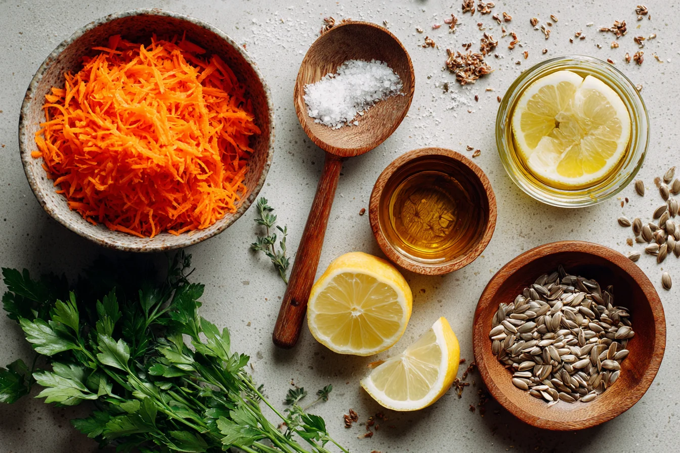 Ingredients for retinol carrot salad