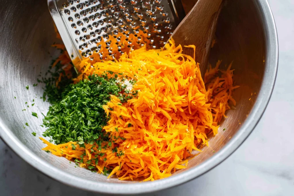Grating carrots for retinol carrot salad