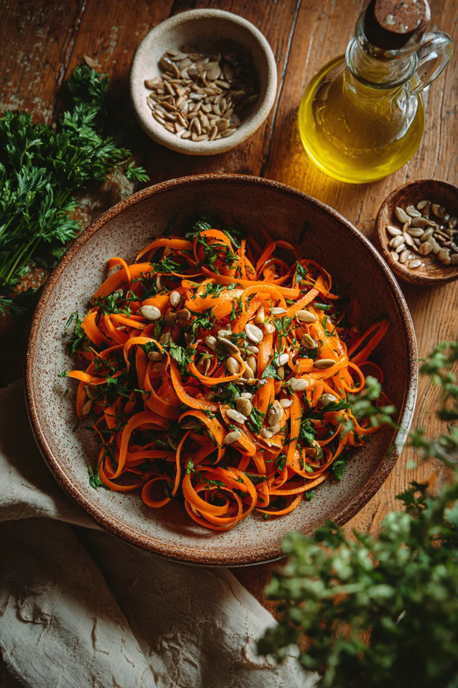 Retinol carrot salad in a rustic bowl