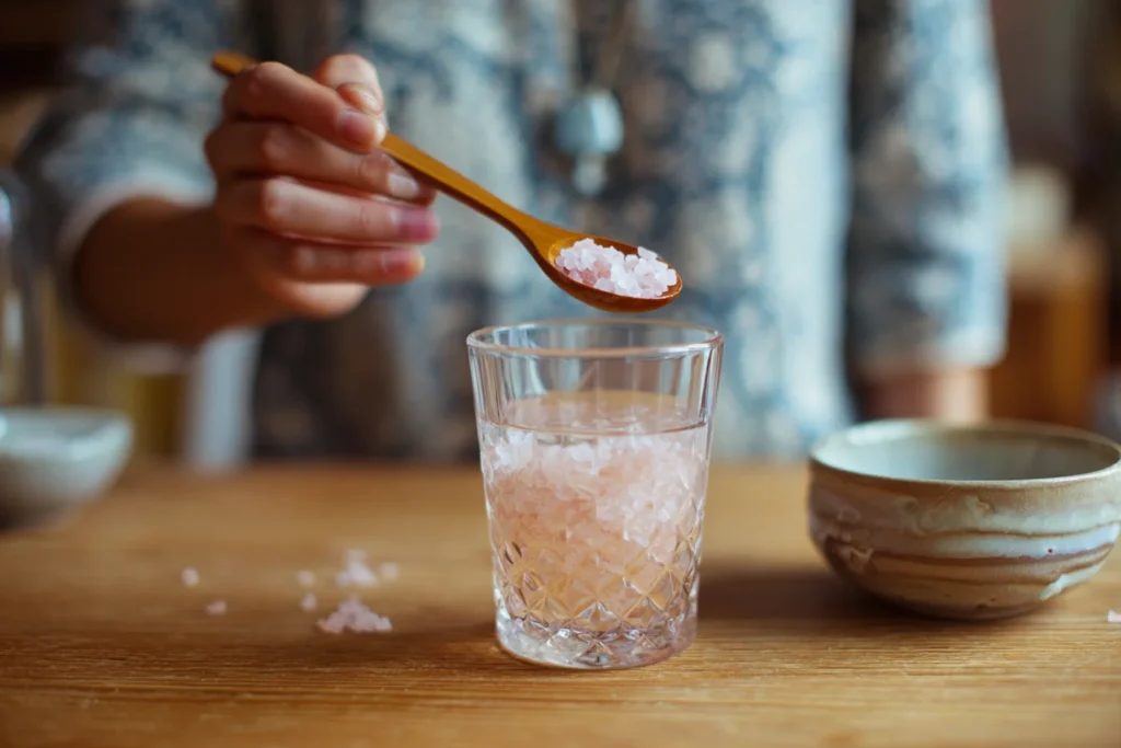 Mixing Japanese Pink Salt Weight Loss Drink
