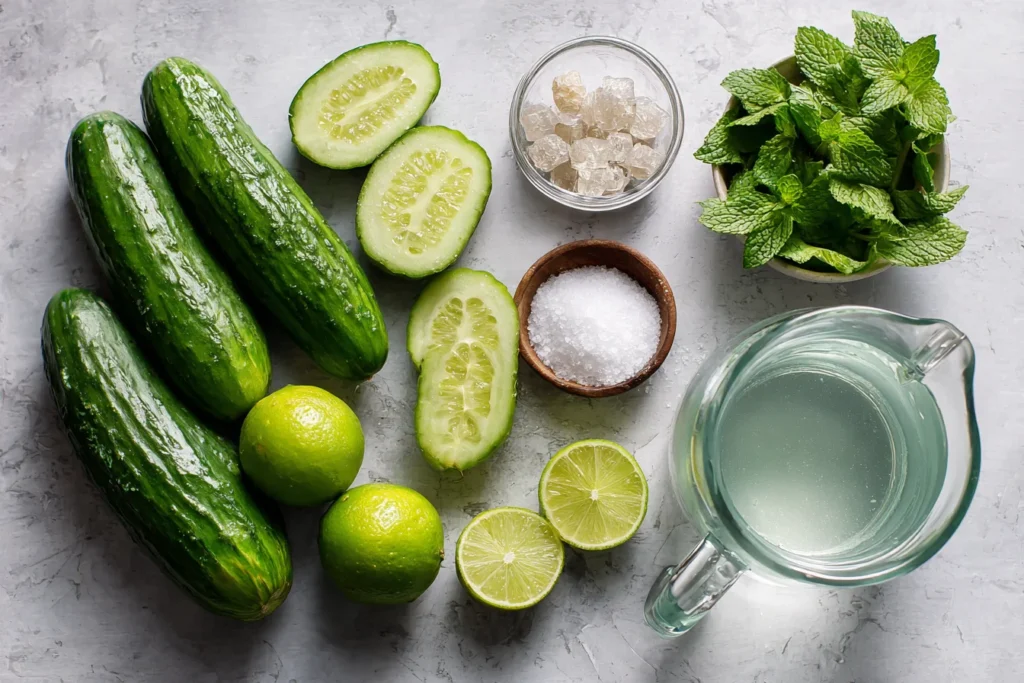 Ingredients for cucumber agua fresca low carb