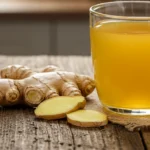ginger tea for nausea in a rustic kitchen setting