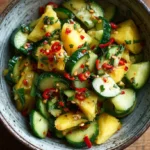 Pineapple cucumber salad with lime and chili flakes