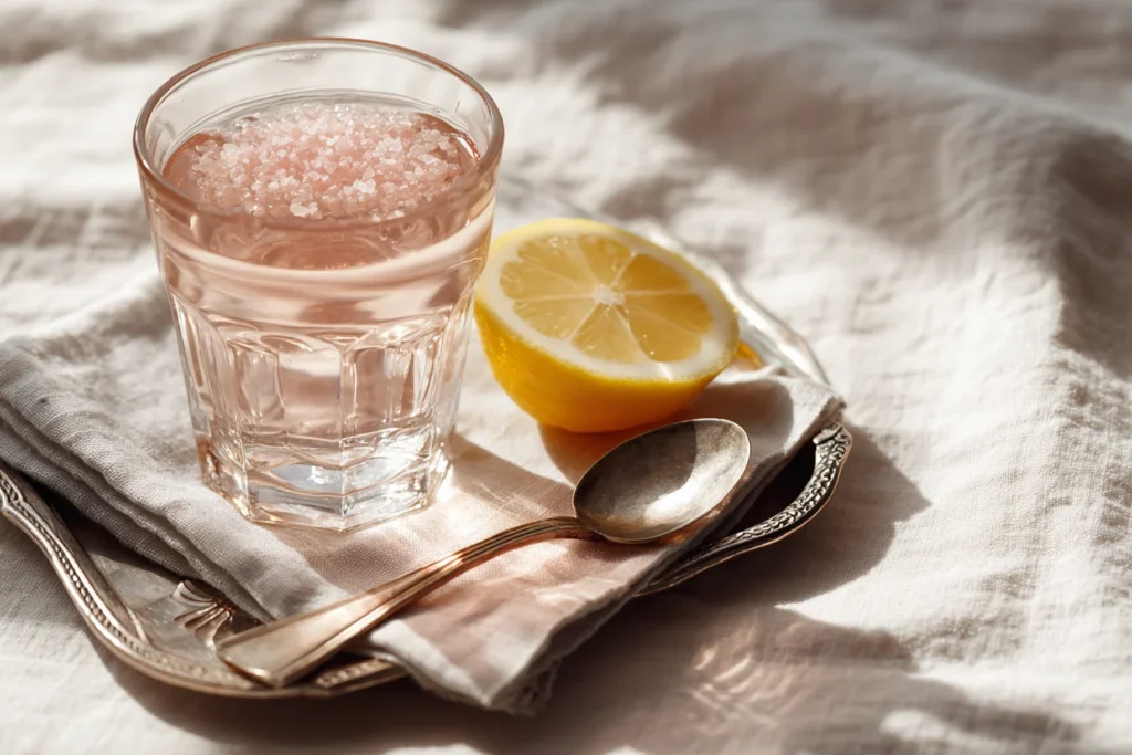 pink salt trick detox drink served warm