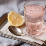 pink salt trick detox drink in warm kitchen light