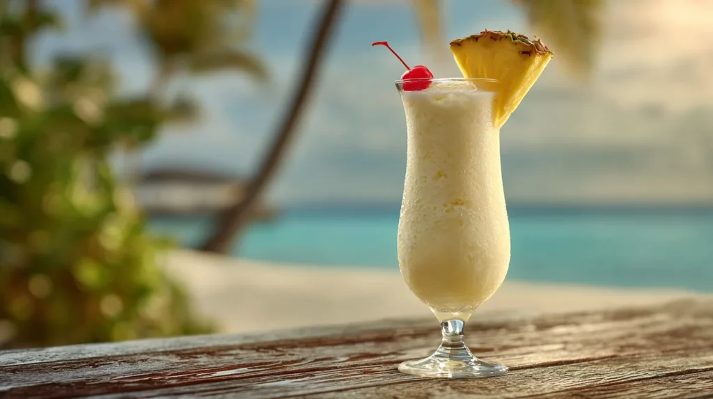 Virgin Piña Colada in glass with tropical garnish