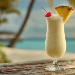 Virgin Piña Colada in glass with tropical garnish