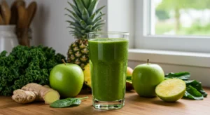 detox island green smoothie sugar free with kale and pineapple