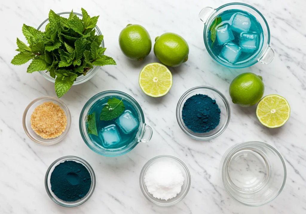 Ingredients for Ocean Blue Mojito Lemonade sugar free