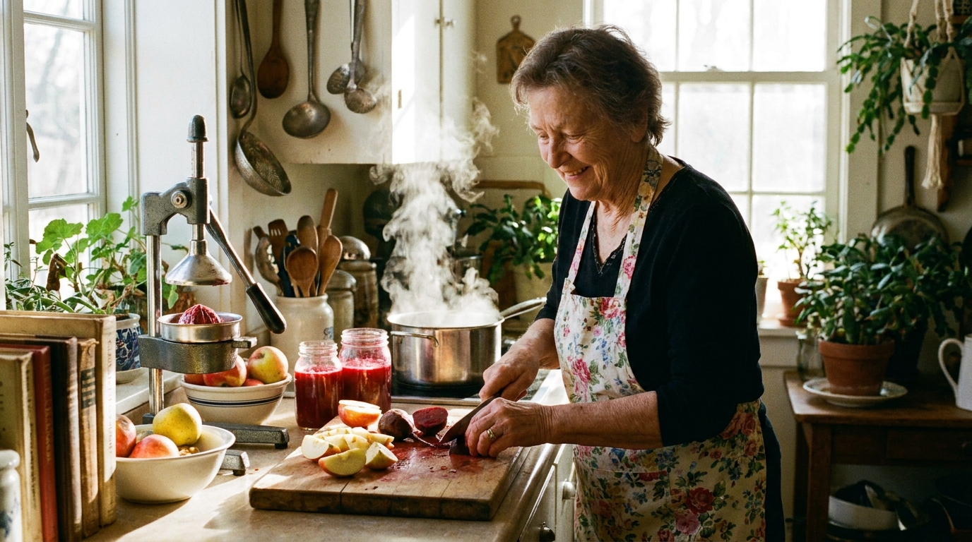 grandma preparing smoothie