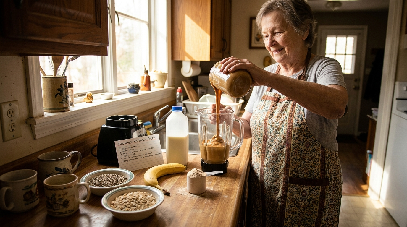 grandma preparing smoothie