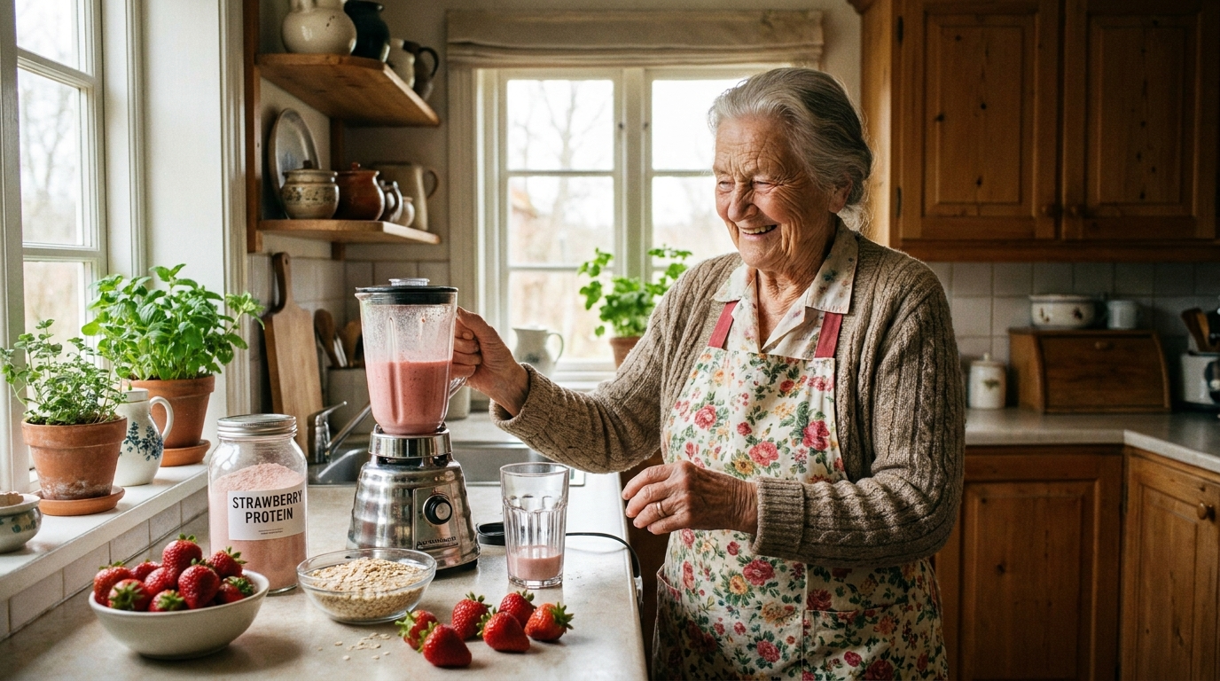 grandma preparing smoothie