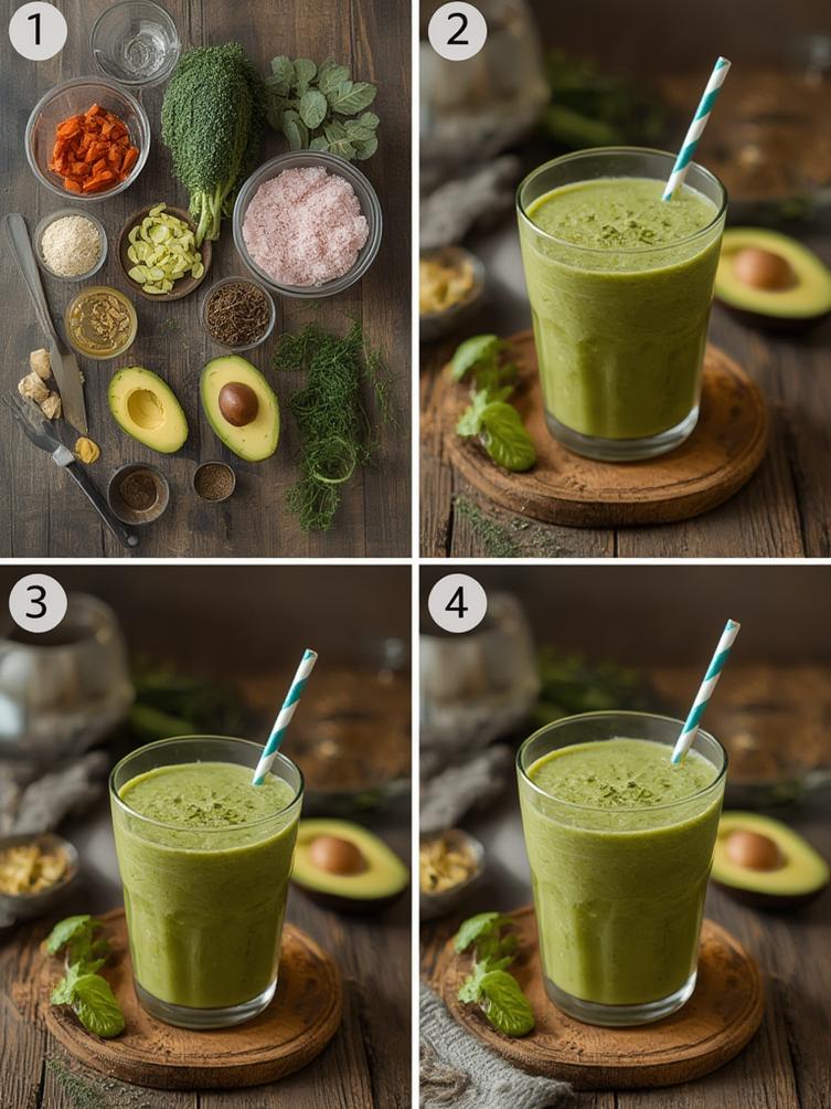 Step-by-step avocado smoothie preparation