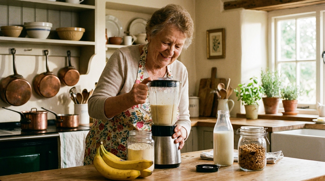 grandma preparing smoothie