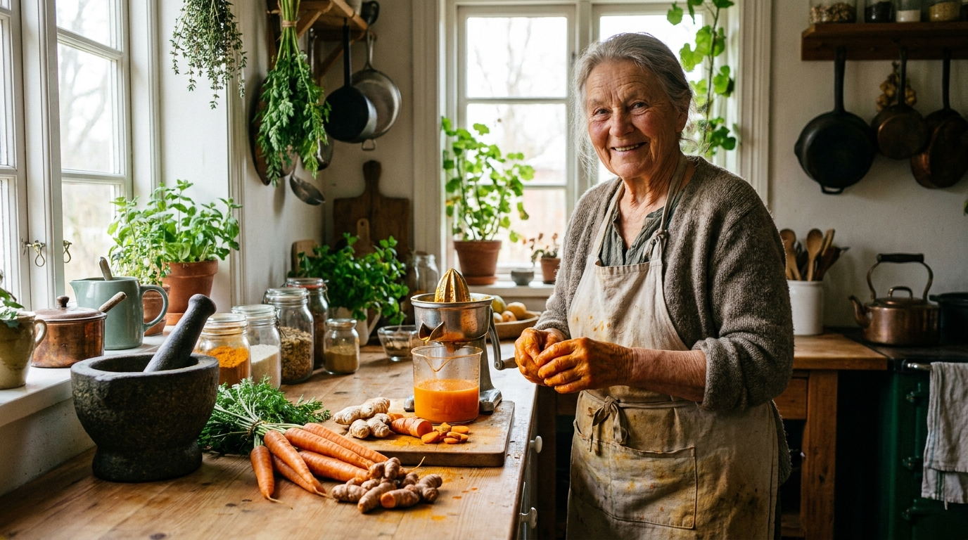 grandma preparing smoothie