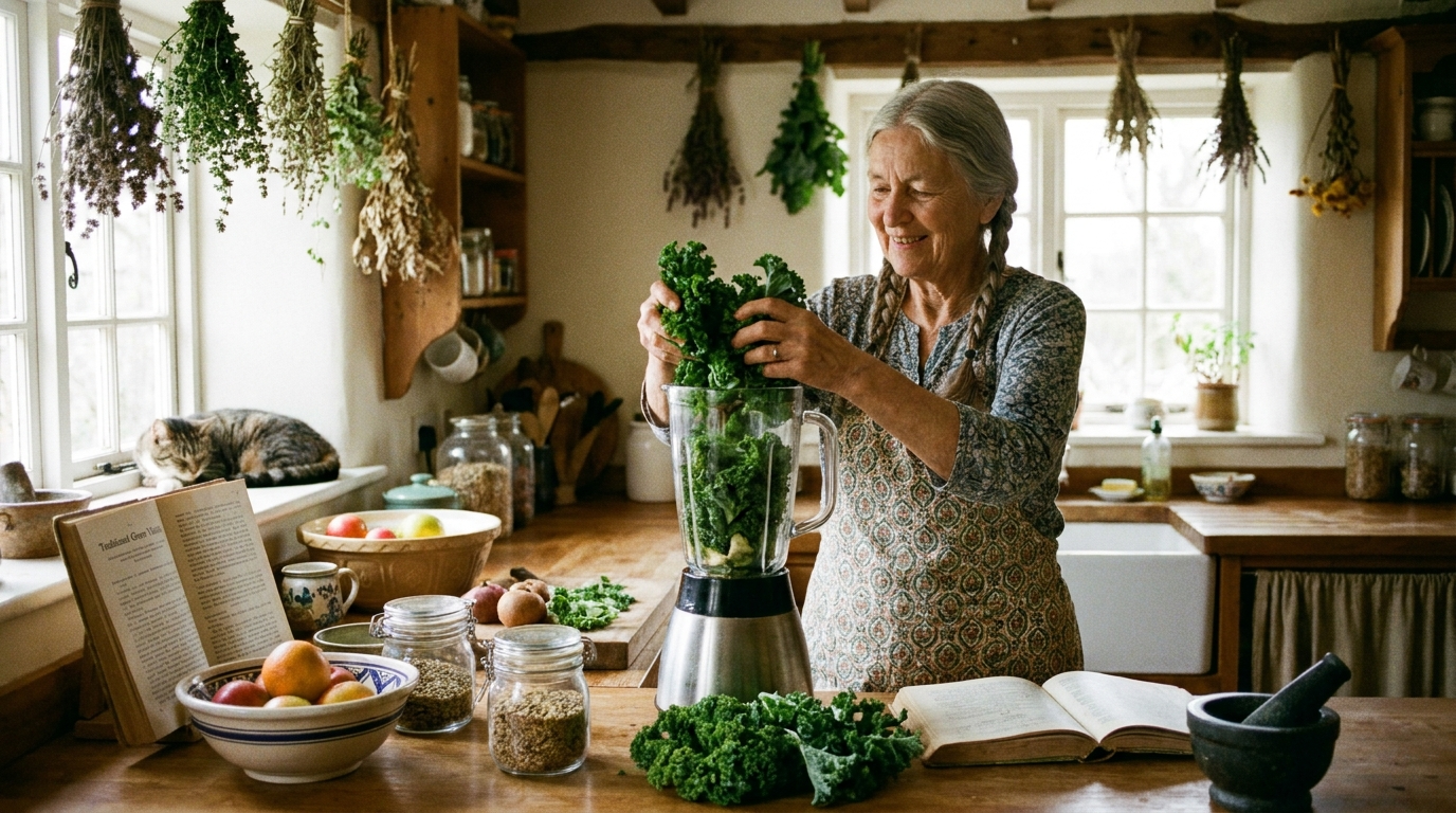 grandma preparing smoothie