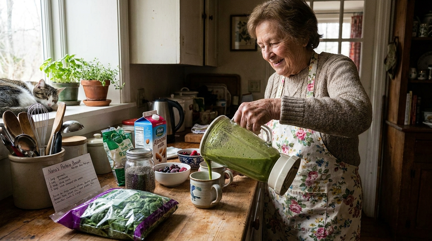 grandma preparing smoothie