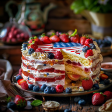 Red, White, and Blue American Flag Cake