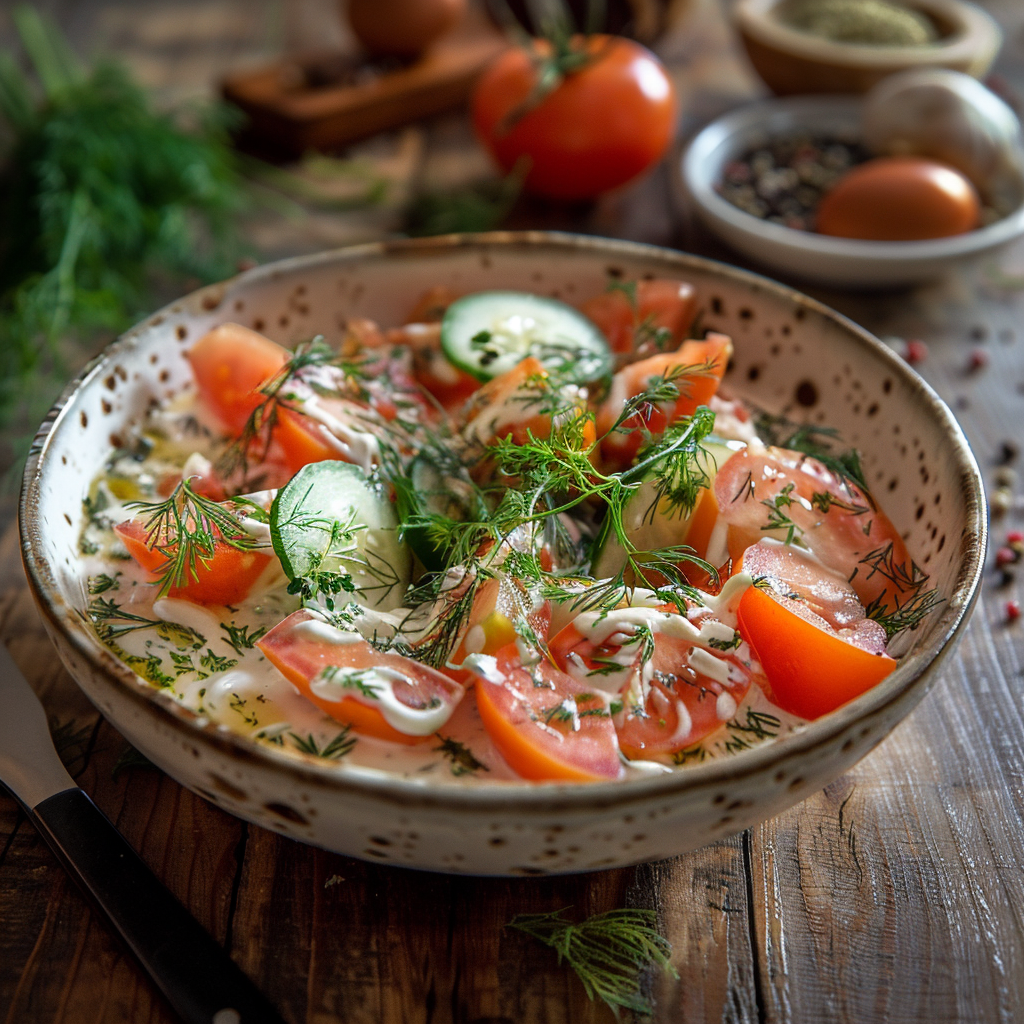 Creamy Tomato Cucumber Salad: A Refreshing Homemade Delight