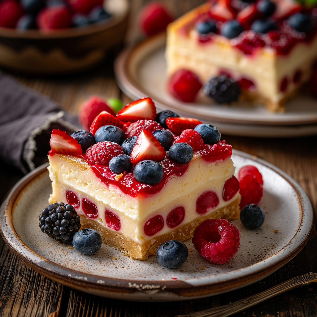 Patriotic Cheesecake Bars for a Sweet Celebration