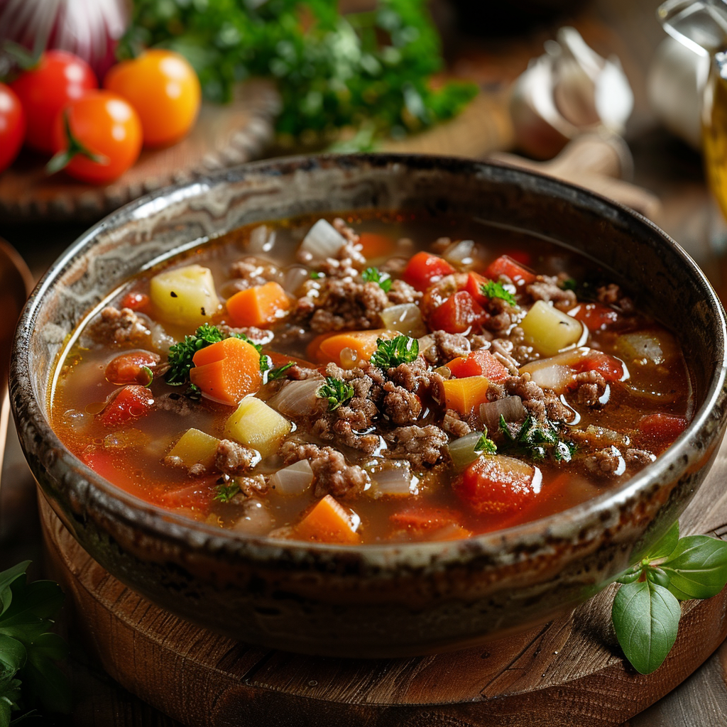 Hearty Ground Beef Vegetable Soup: An Easy Old-Fashioned Recipe