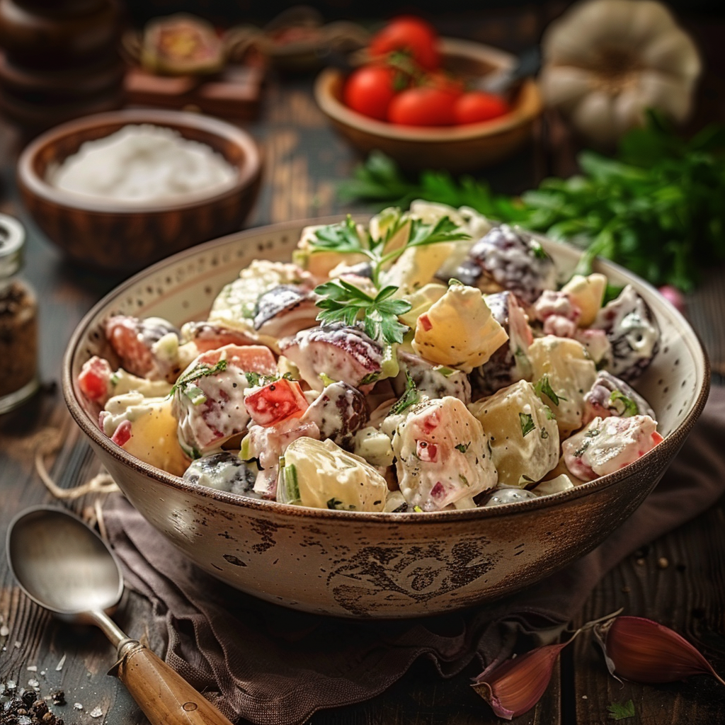 Creamy Red White and Blue Potato Salad Recipe