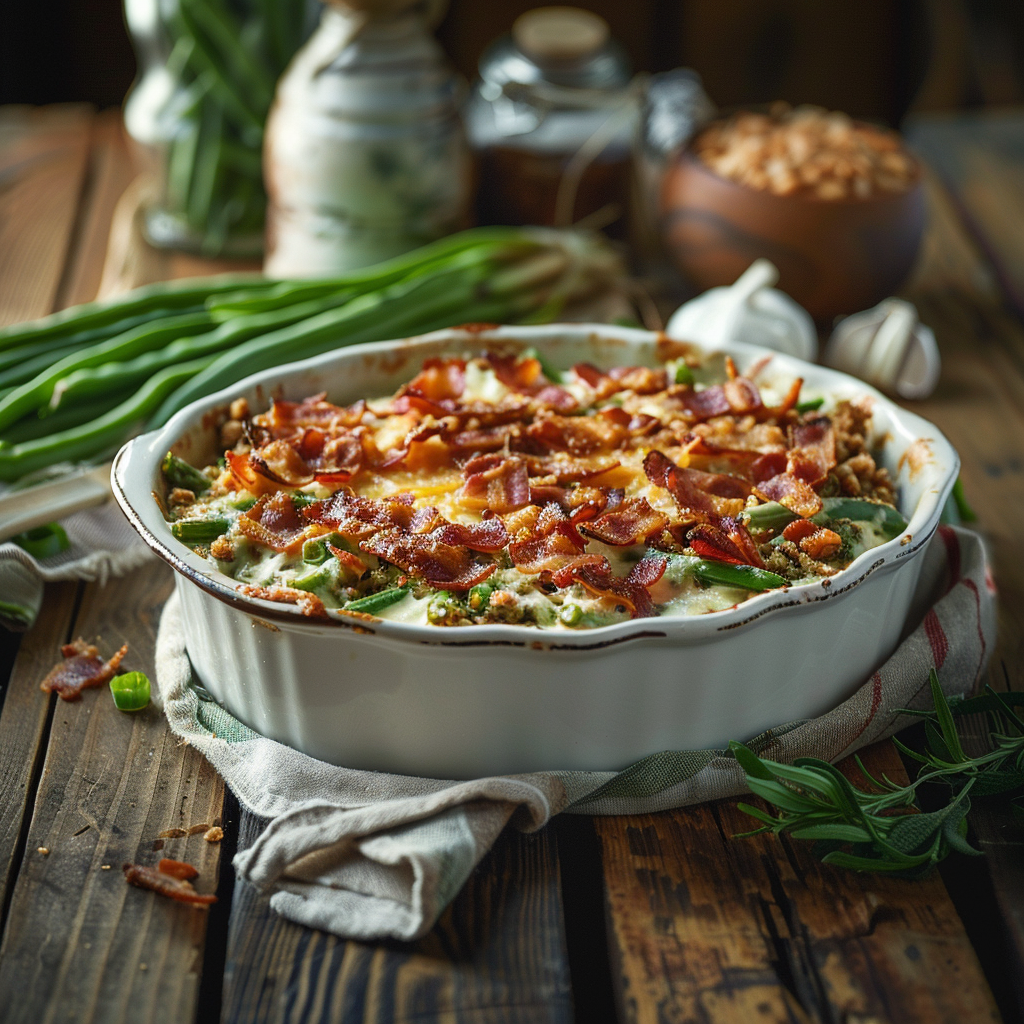 Grandma's Classic Green Bean Casserole with Bacon