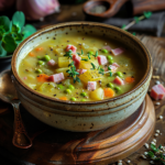 Hearty Split Pea Soup with Turkey Ham